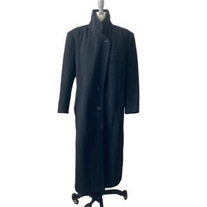 VTG Forecaster Of Boston Women's Long Coat Jacket Size 7/8 Black Wool